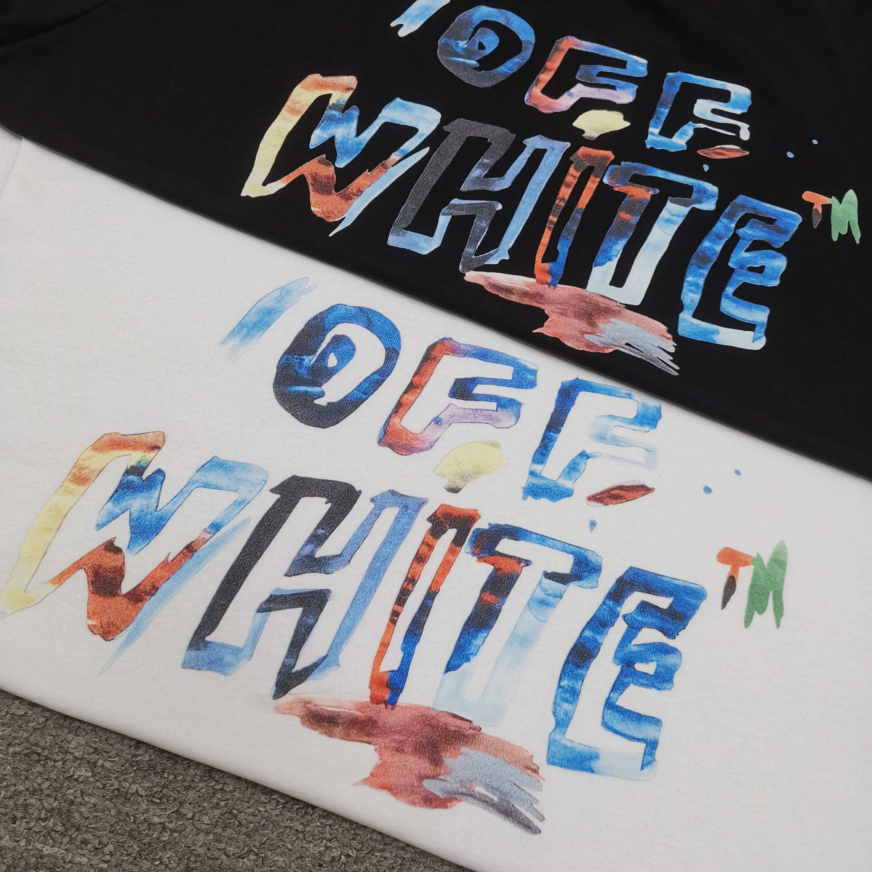 Top version ❤️off white new loose version colorful painted short-sleeved T-shirt Size: S M L XL Color: Black White P240